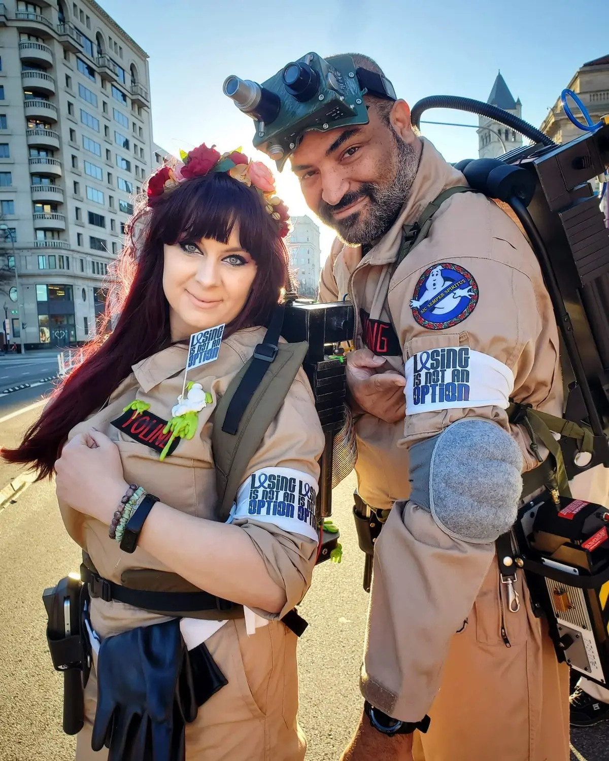 Ghostbusters Virginia community members in full gear